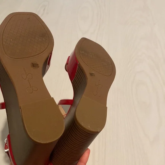 NWOT Jessica Simpson Lipstick Red Strap Wedges 7M - Picture 6 of 9